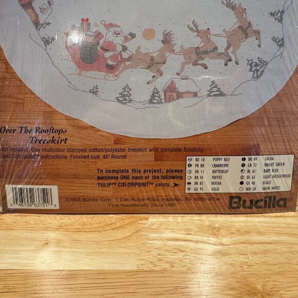 Bucilla Colorpoint Over The Rooftop Paint Stitching Kit Christmas Tree Skirt 45" - Picture 2 of 5